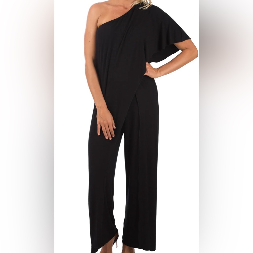 Zen Knits Comfy Cape One Shoulder Jumpsuit Size XS & XXS, Colors Black & Blue
